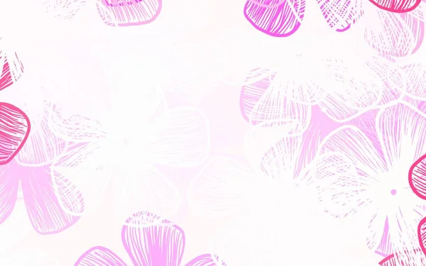 Светло Розовый Красный Вектор Рисунок Каракули Цветами Декоративный Дизайн Цветов — стоковый вектор