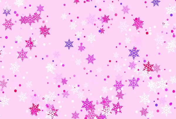 Lichtpaarse Roze Vector Textuur Met Gekleurde Sneeuwvlokken Schitterende Kleurrijke Illustratie — Stockvector