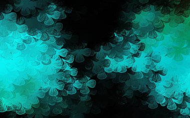 Koyu yeşil vektör deseni ağaçlar ve dallarla karalıyor. Çiçeklerle bulanık şekilli yaratıcı çizimler. Ağ ve ambalaj için elle boyanmış tasarım.