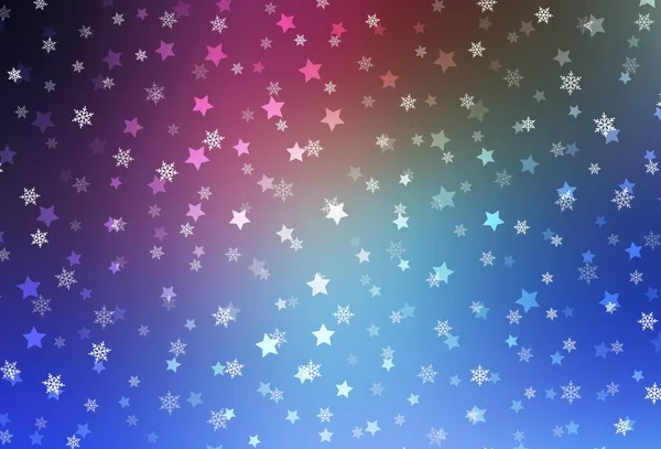 Rosa Escuro Layout Vetor Azul Com Flocos Neve Brilhantes Estrelas —  Vetores de Stock
