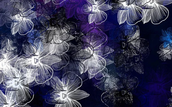 Ljusrosa Blå Vektor Klotter Bakgrund Med Blommor Blommor Naturlig Stil — Stock vektor