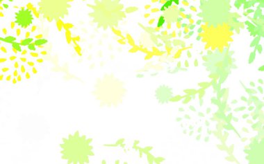 Açık yeşil, sarı vektör zarif desenli, çiçekli parlak renkli resimli. İş tasarımınız için yepyeni bir tarz.