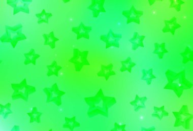 Açık yeşil, küçük ve büyük yıldızlı sarı vektör arkaplan. Yıldızlı parlak renkli illüstrasyon. Astroloji web siteleri için desen.