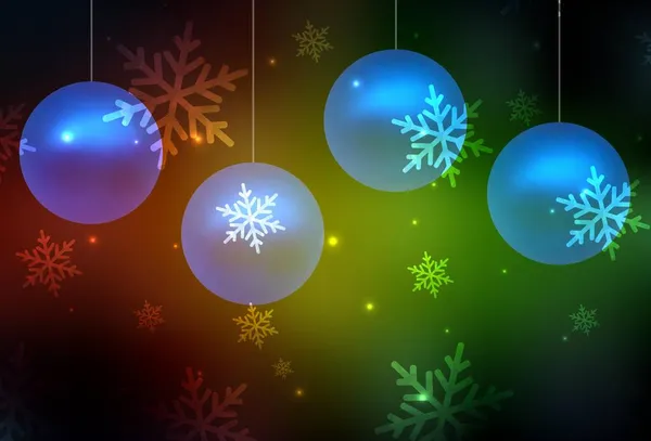 다크그린 카니발 스타일의 템플릿 Xmas Balls Snowflakes 추상적 소책자를 교육의 — 스톡 벡터