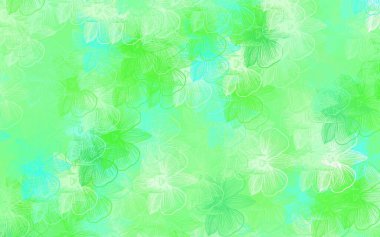 Açık yeşil vektör, çiçekli zarif duvar kağıdı. Origami tarzında çiçeklerin karalama çizimi. Tasarımınız için yeni şablon.