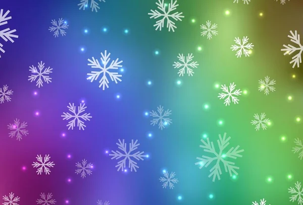 Patrón Vectorial Multicolor Luz Con Copos Nieve Navidad Estrellas Ilustración — Archivo Imágenes Vectoriales