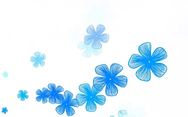 浅蓝色的矢量自然的艺术与花卉 用Origami风格画的花的涂鸦 童书多彩的图案 — 图库矢量图片