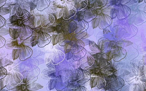 Hellrosa Grüner Vektor Abstrakter Hintergrund Mit Blumen Gekritzelte Illustration Von — Stockvektor