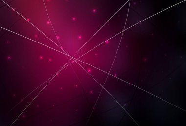 Üçgenli koyu pembe vektör arka plan, daireler. Küreleri ve üçgen çizgileri olan soyut çizimler. İniş sayfası için modern şablon.