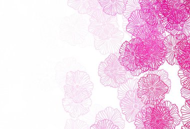 Açık pembe vektör yapraklı zarif arkaplan. Çiçekli zarif, parlak bir illüstrasyon. İş tasarımınız için yepyeni bir tarz.