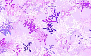 Açık pembe vektör desenli yapraklar, dallar. Beyaz arka planda gradyanı olan yapraklar ve dallar. Cep telefonlarının geçmişleri için şablon.