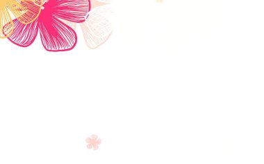 Açık kırmızı, sarı vektör, çiçekli zarif duvar kağıdı. Karalama tarzında çiçekli renkli bir çizim. Web sitesi yöneticileri ve tasarımları için desen.