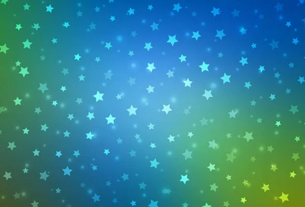 Açık Mavi Yeşil Vektör Arka Plan Güzel Kar Taneleri Yıldızlar — Stok Vektör