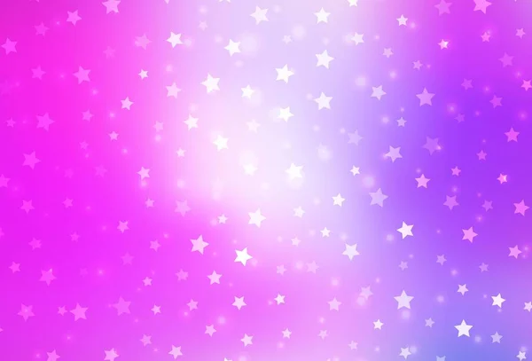 Светло Фиолетовый Розовый Векторный Узор Снежинками Звездами Градиентная Красочная Иллюстрация — стоковый вектор