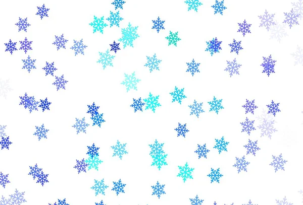 Azul Claro Patrón Vector Verde Con Copos Nieve Navidad Estrellas — Vector de stock