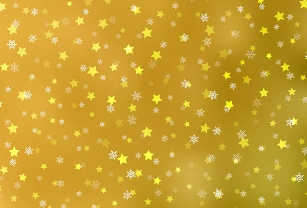 氷の雪片 星と濃い黄色のベクトルテンプレート グラデーションの雪の形でカラフルなイラストを輝く 新年のウェブサイトのパターン — ストックベクタ