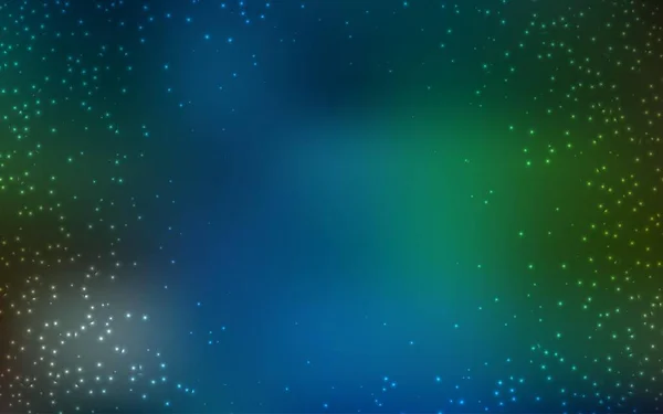 Tmavě Modrá Zelená Vektorová Soustava Hvězdami Noční Obloze Rozmazaný Dekorativní — Stockový vektor