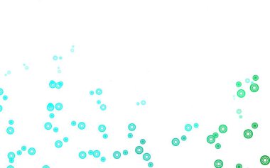 Lekeli açık yeşil vektör arka planı. Bulanık dekoratif tasarım baloncuklu soyut tarzda. Güzel web siteleri için desen.