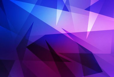 Koyu pembe, mavi vektör deseni üçgen biçiminde. Üçgen şekilli ışıltılı soyut çizimler. Broşürler, broşürler için desen