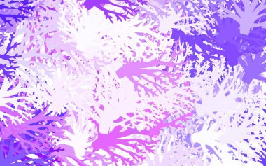 Açık Mor, yapraklı, dallı Pembe vektör zarif arkaplan. Yapraklar ve dallarla karalama tarzında renkli çizimler. Duvar kağıtları, boyama kitapları için desen.