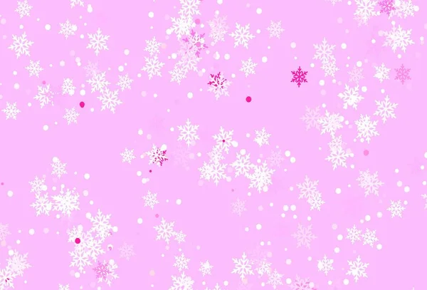 Lichtpaarse Roze Vector Achtergrond Met Kerst Sneeuwvlokken Kleurrijk Decoratief Design — Stockvector