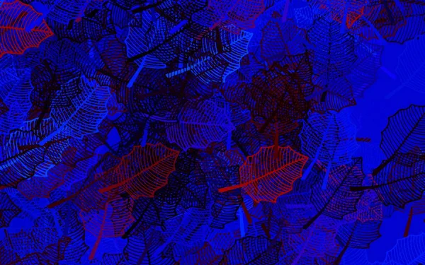 Dark Blue Red Vector Doodle Background Leaves Elegant Bright Illustration — Stock Vector