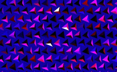 Koyu mavi, kırmızı vektör şablonu, kristaller, üçgenler. Renkli üçgenlerin olduğu bir resim. Bir cep telefonu için arka plan.