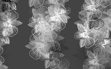 Açık gri, çiçekli zarif bir şablon. Çiçekli modern soyut illüstrasyon. Ağ ve ambalaj için elle boyanmış tasarım.