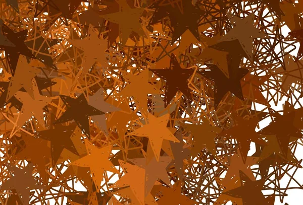 Dark Orange Vektorové Pozadí Malými Velkými Hvězdami Rozmazaný Dekorativní Design — Stockový vektor