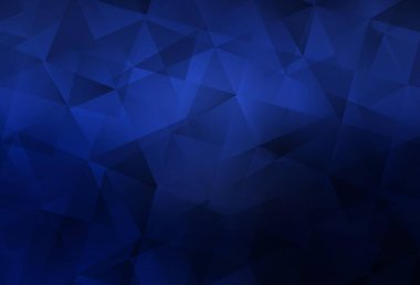 Koyu mavi vektör eğimli üçgen desen. Soyut ve üçgenli renkli çizimler. Broşürünüz için yepyeni bir tasarım..