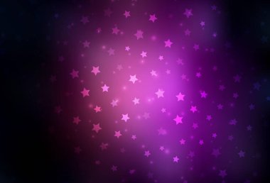 Parlak kar taneleri ve yıldızlı koyu mor vektör düzeni. Gradyan kar formlarıyla parlayan renkli çizimler. İş ilanı için yeni yıl tasarımı.