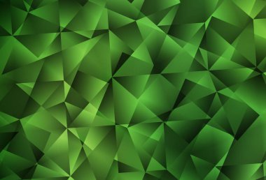 Koyu yeşil vektör çokgen arkaplan. Üçgenli renkli soyut çizimler. Cep telefonunun arka planının şablonu.