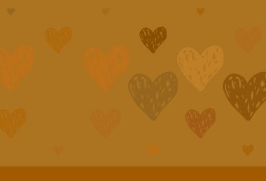 Açık Turuncu vektör dokusu ve güzel kalpler. Bulanık arkaplanda gradyan kalp şekilleri olan bir resim. Sevgililer Günü kartpostalları için şablon.
