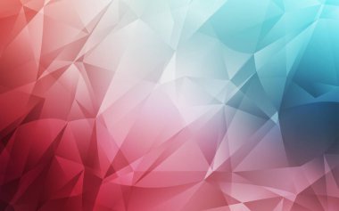 Açık mavi, kırmızı vektör çokgen çizimi. Üçgenlerden oluşan parlayan çokgen çizimler. İşiniz için yepyeni bir tasarım..