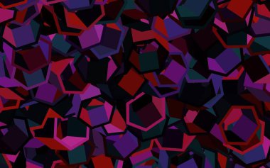 Koyu pembe, renkli altıgenli mavi vektör dokusu. Altıgen tarzda ışıldayan soyut çizimler. İniş sayfaları için desen.