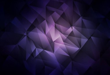 Çizgileri ve üçgenleri olan koyu mor vektör düzeni. Soyut arkaplanda renkli eğimli üçgenler. Duvar kağıtları için zarif tasarım.