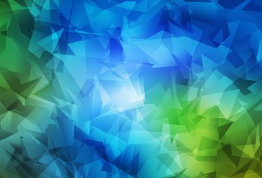 Açık mavi, yeşil vektör çokgen çizimi. Çokgen tarzda tamamen yeni bir renk çizimi. İş tasarımınız için yepyeni bir tarz.