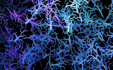 Koyu pembe, mavi vektör karalama arkaplanı yapraklar, dallar. Yaprakları ve dalları olan parlak renkli çizimler. Web sitesi yöneticileri ve tasarımları için desen.