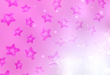 Renkli yıldızlı açık pembe vektör arkaplanı. Renkli yıldızlı soyut çizimler. Reklamınız, posteriniz, afişiniz için en iyi tasarım.