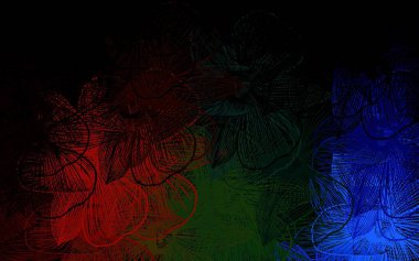 Koyu renkli vektör karalama arkaplanı çiçeklerle. Çiçeklerle süslenmiş soyut çizimler. Çocuk kitapları için renkli desen.