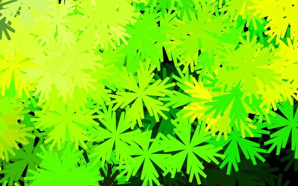 Dunkelgrüne Gelbe Vektor Doodle Vorlage Mit Blumen Eine Elegante Helle — Stockvektor