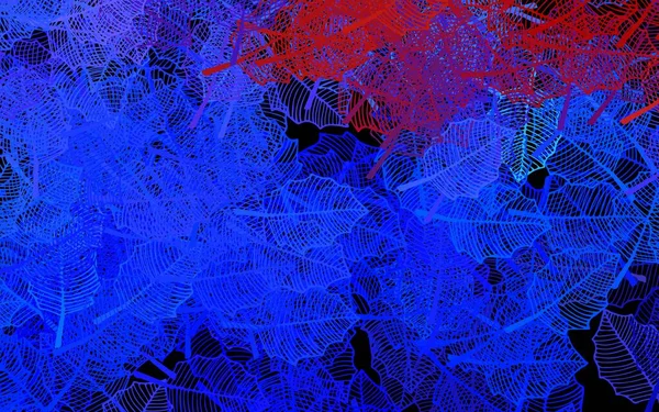 深蓝色 红色矢量涂鸦图案与叶子 用Origami风格描绘树叶和花朵的涂鸦 壁纸设计的新纹理 — 图库矢量图片