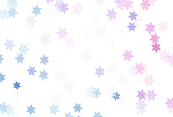 Hellblaues Rotes Vektormuster Mit Weihnachtlichen Schneeflocken Sternen Leuchtend Bunte Illustration — Stockvektor