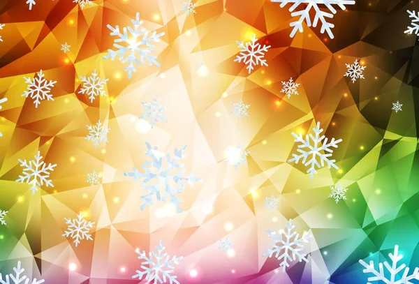 Licht Multicolor Vector Patroon Met Kerst Sneeuwvlokken Sterren Kleurrijke Sneeuwvlokken — Stockvector