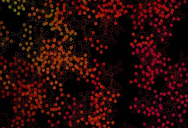 Koyu yeşil, kırmızı vektör arka plan ve yapay zeka formları. Parlak renkli bir illüstrasyon ve yapay zekanın gerçek yapısı. Siber yeniliklerin tasviri için tasarım.