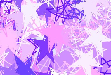 Açık Mor, küçük ve büyük yıldızlı pembe vektör arkaplan. Bulanık dekoratif dizayn yıldızlı basit bir stilde. Reklamınız, posteriniz, afişiniz için en iyi tasarım.