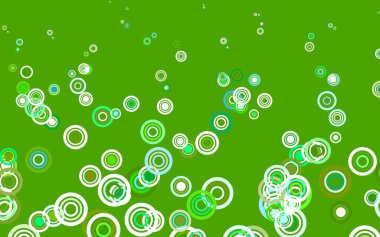 Açık mavi, küreli yeşil vektör deseni. Doğa tarzında bulanık halkaları olan güzel renkli çizimler. Reklamlar, broşürler için desen.