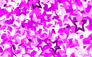 Gökyüzü yıldızlı açık mor vektör şablonu. Yıldızlı parlak renkli illüstrasyon. Kozmik arkaplanlar için şablon.