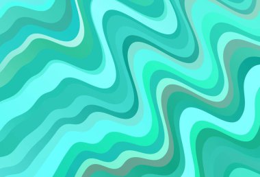 Bükülmüş çizgileri olan açık yeşil vektör düzeni. Eğilimli soyut bir çizim. İş tasarımınız için soyut biçim.