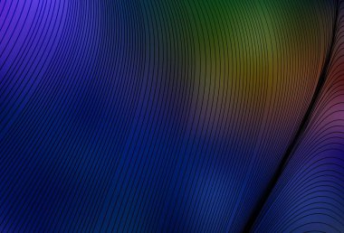 Koyu mavi, kıvrımlı çizgileri olan sarı vektör arkaplan. Eğimli çizgileri olan zarif parlak bir illüstrasyon. İş tasarımınız için şablon.